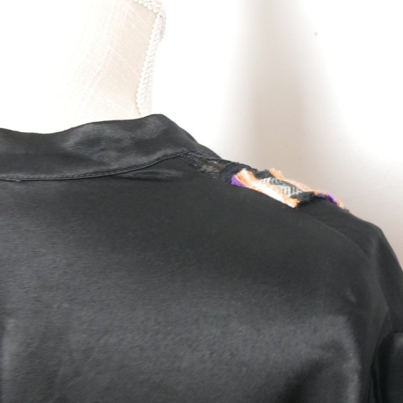 Sui by Anna Sui Black Blouse Silky with Lace and Embroider Details Large - Picture 10 of 16